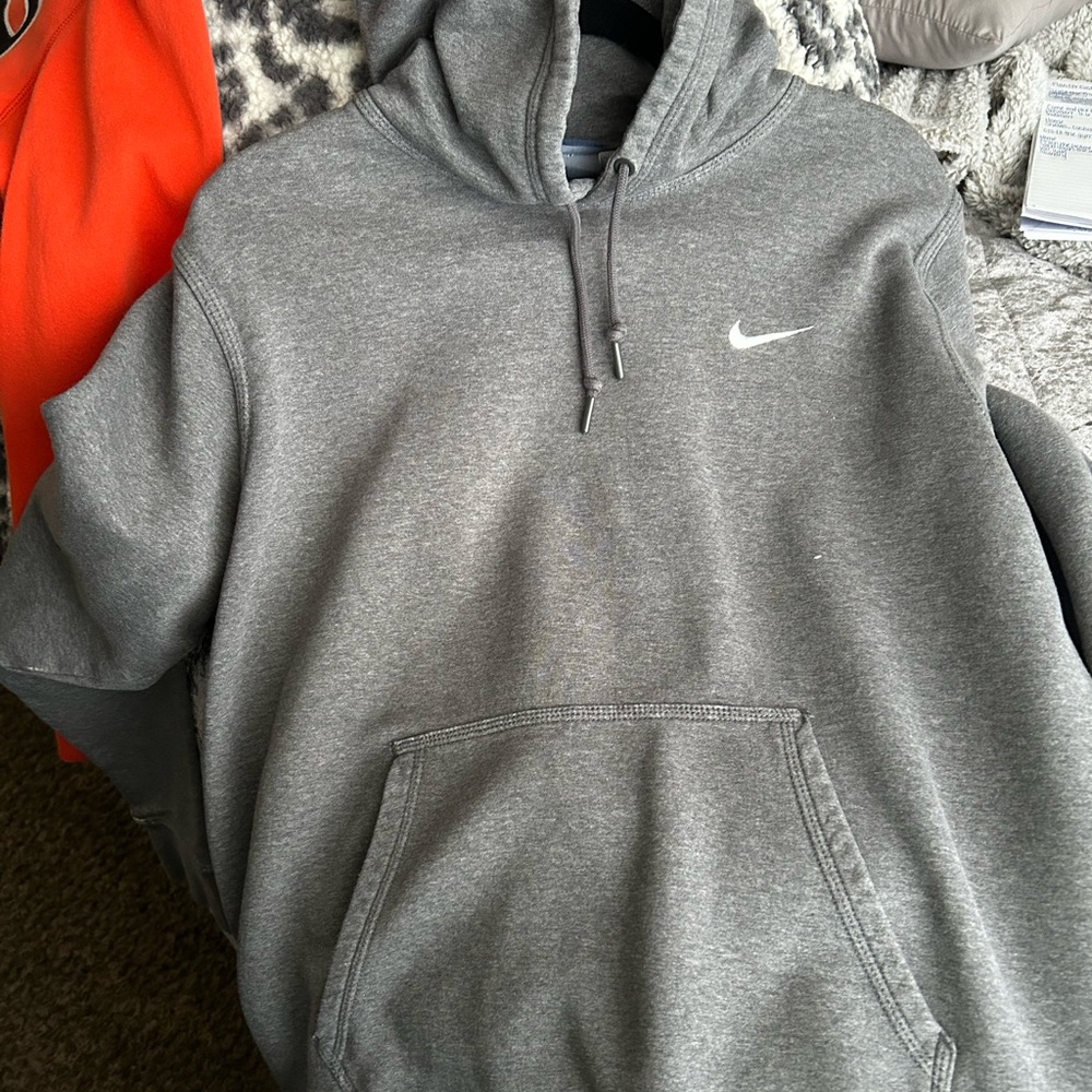 Nike Gray Pullover Hoodie with White Swoosh